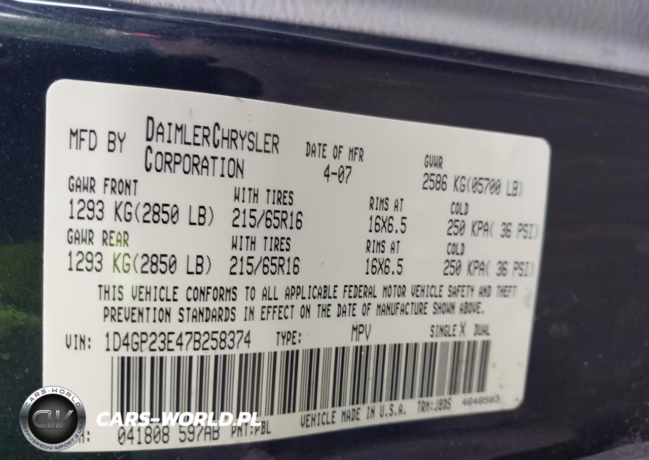 2007 Dodge Grand Caravan Cv VIN:1D4GP23E47B258374 - 9