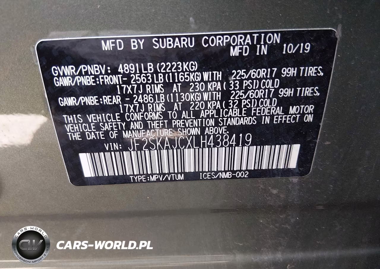 2020 Subaru Forester Premium VIN:JF2SKAJCXLH438419 - 9