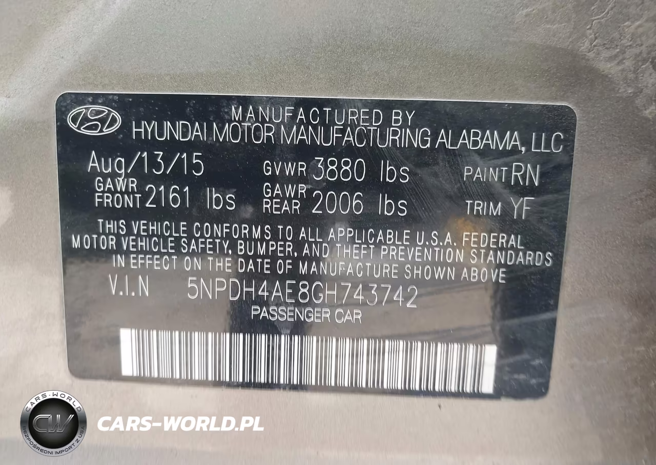 2016 Hyundai Elantra Se VIN:5NPDH4AE8GH743742 - 8