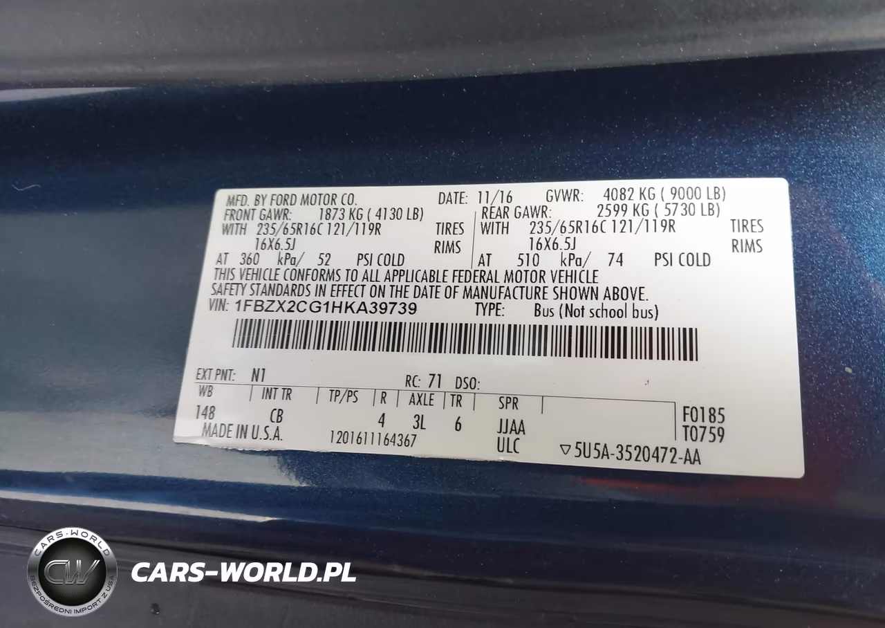 2017 Ford Transit-350 Xlt VIN:1FBZX2CG1HKA39739 - 9