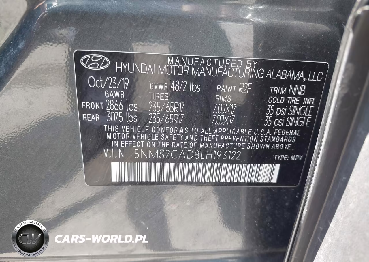2020 Hyundai Santa Fe Se VIN:5NMS2CAD8LH193122 - 9