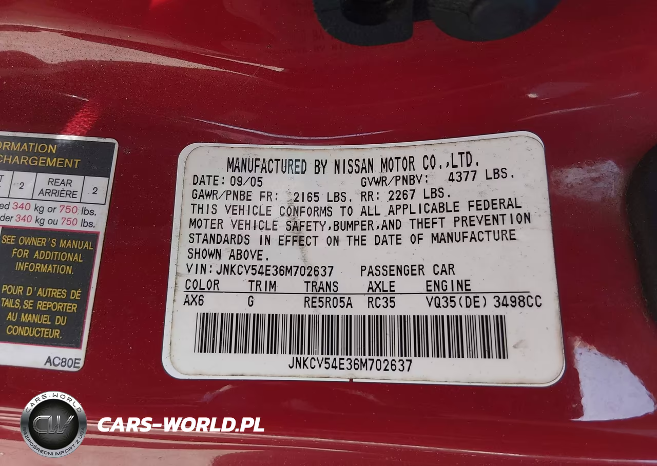 2006 Infiniti G35 VIN:JNKCV54E36M702637 - 9