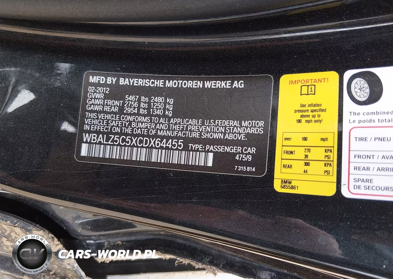 2012 BMW 650I xDrive VIN:WBALZ5C5XCDX64455 - 9