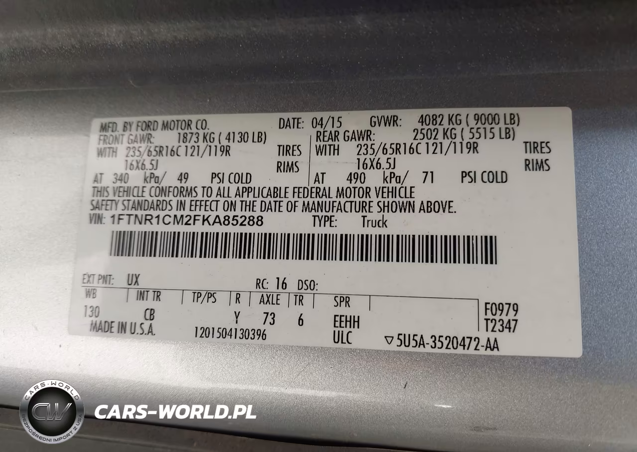 2015 Ford Transit-250 VIN:1FTNR1CM2FKA85288 - 9