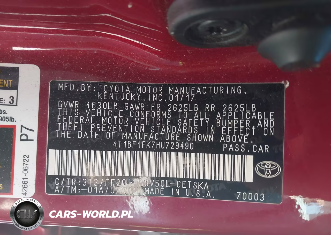 2017 Toyota Camry Se VIN:4T1BF1FK7HU729490 - 9