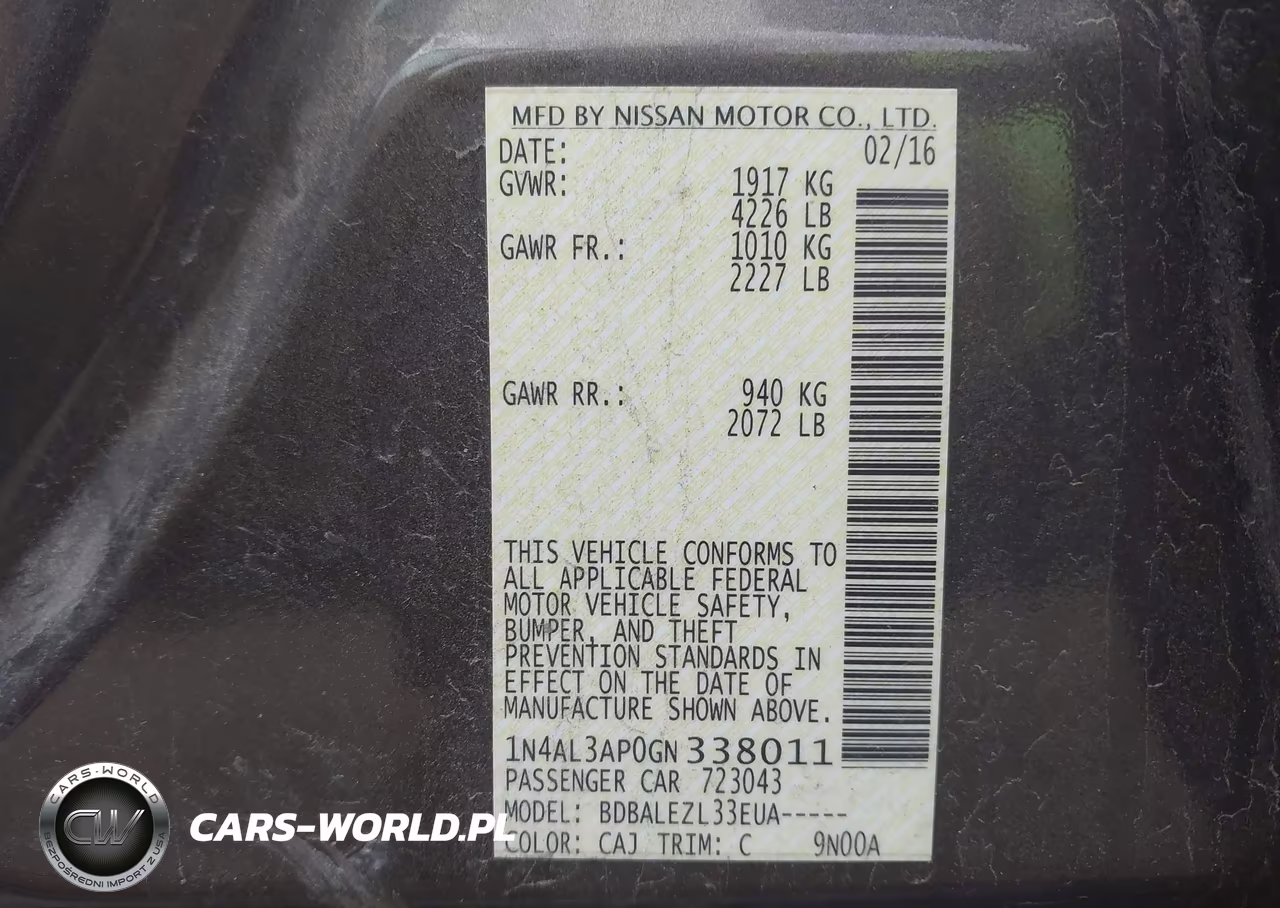2016 Nissan Altima 2.5-2.5 S-2.5 Sl-2.5 Sr-2.5 Sv VIN:1N4AL3AP0GN338011 - 9