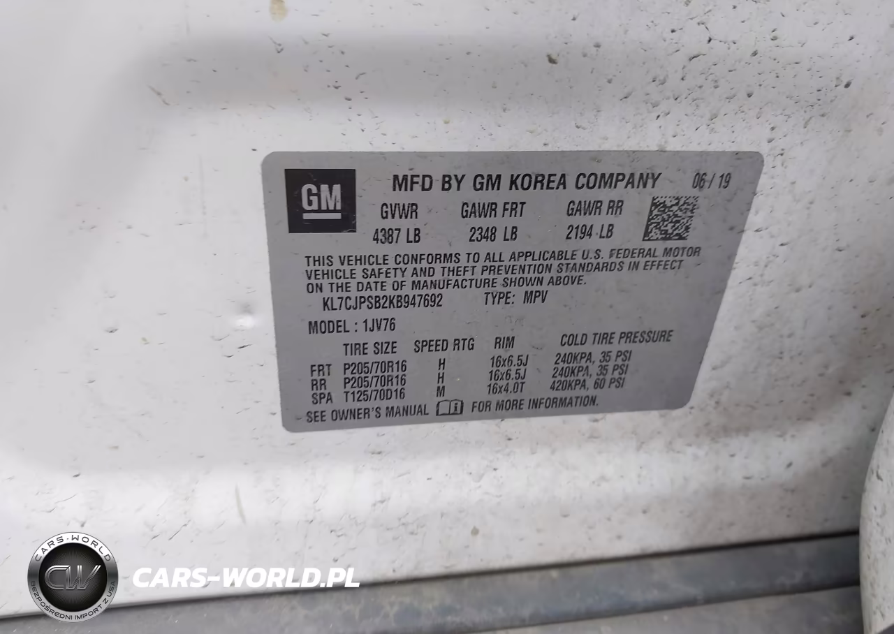 2019 Chevrolet Trax Lt VIN:KL7CJPSB2KB947692 - 9
