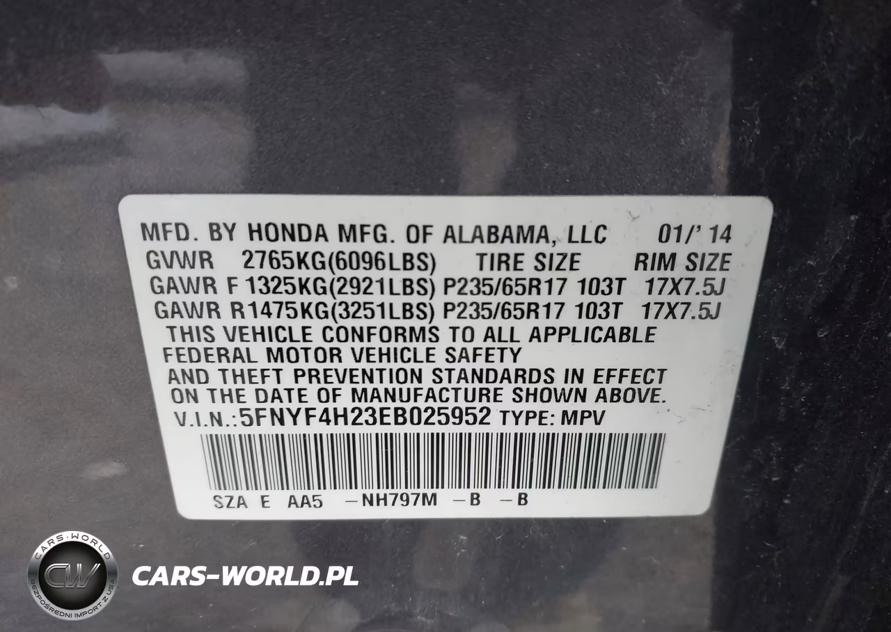 2014 Honda Pilot Lx VIN:5FNYF4H23EB025952 - 9