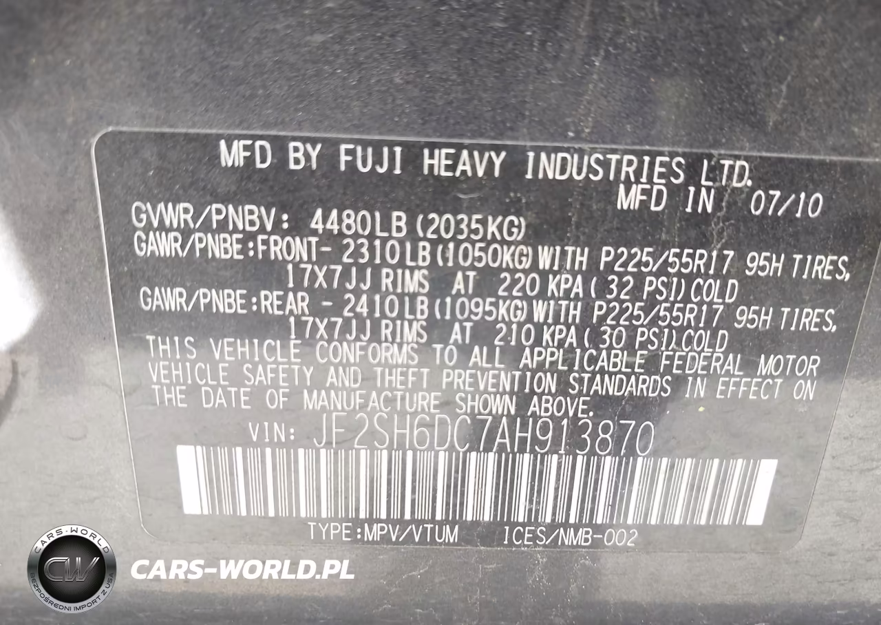 2010 Subaru Forester 2.5X Limited VIN:JF2SH6DC7AH913870 - 9