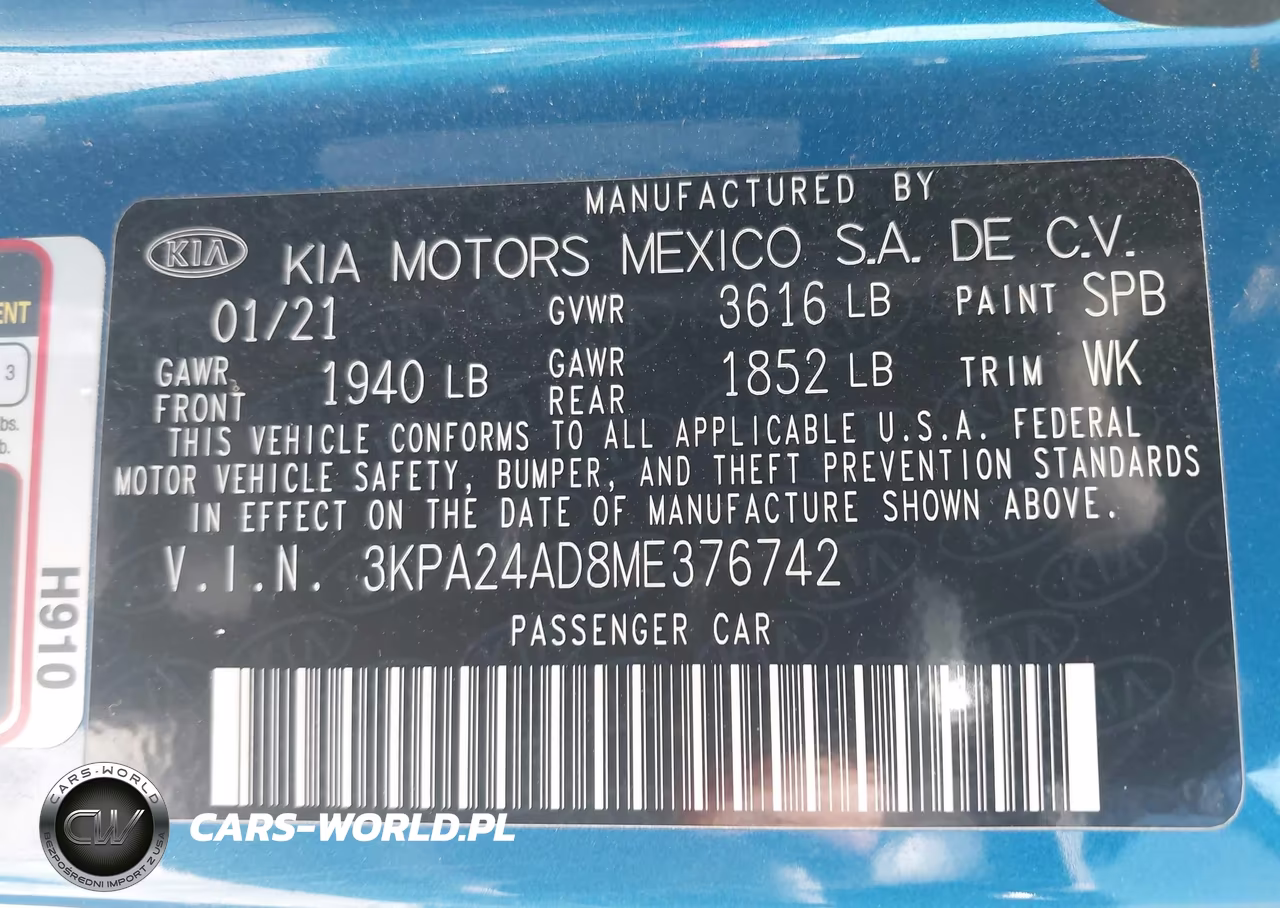 2021 Kia Rio S VIN:3KPA24AD8ME376742 - 9