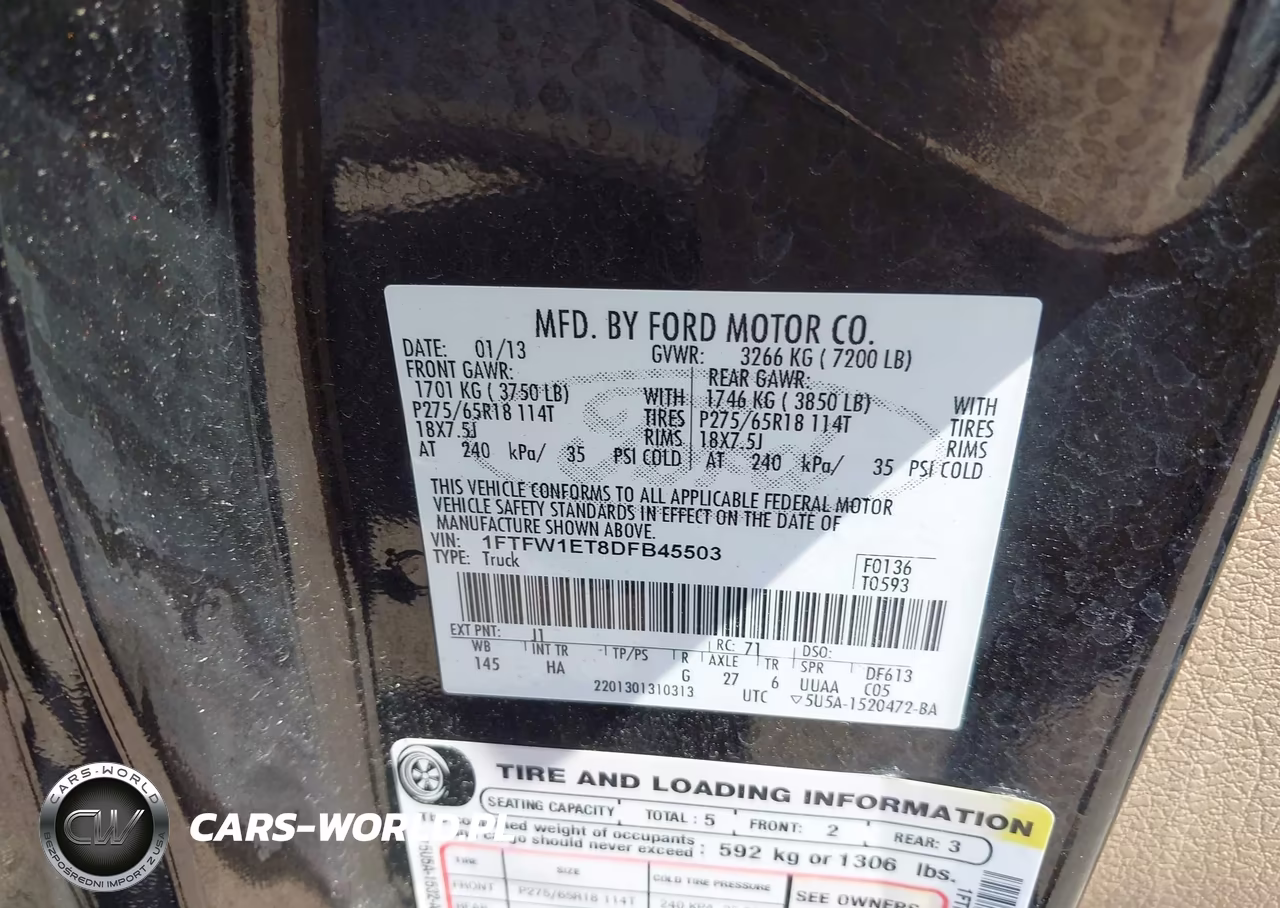 2013 Ford F-150 Lariat VIN:1FTFW1ET8DFB45503 - 9