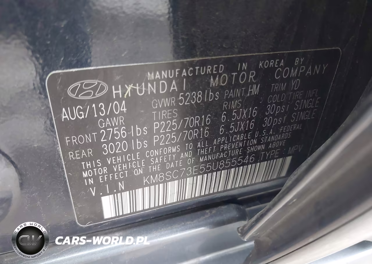2005 Hyundai Santa Fe Gls-Lx VIN:KM8SC73E55U855546 - 9