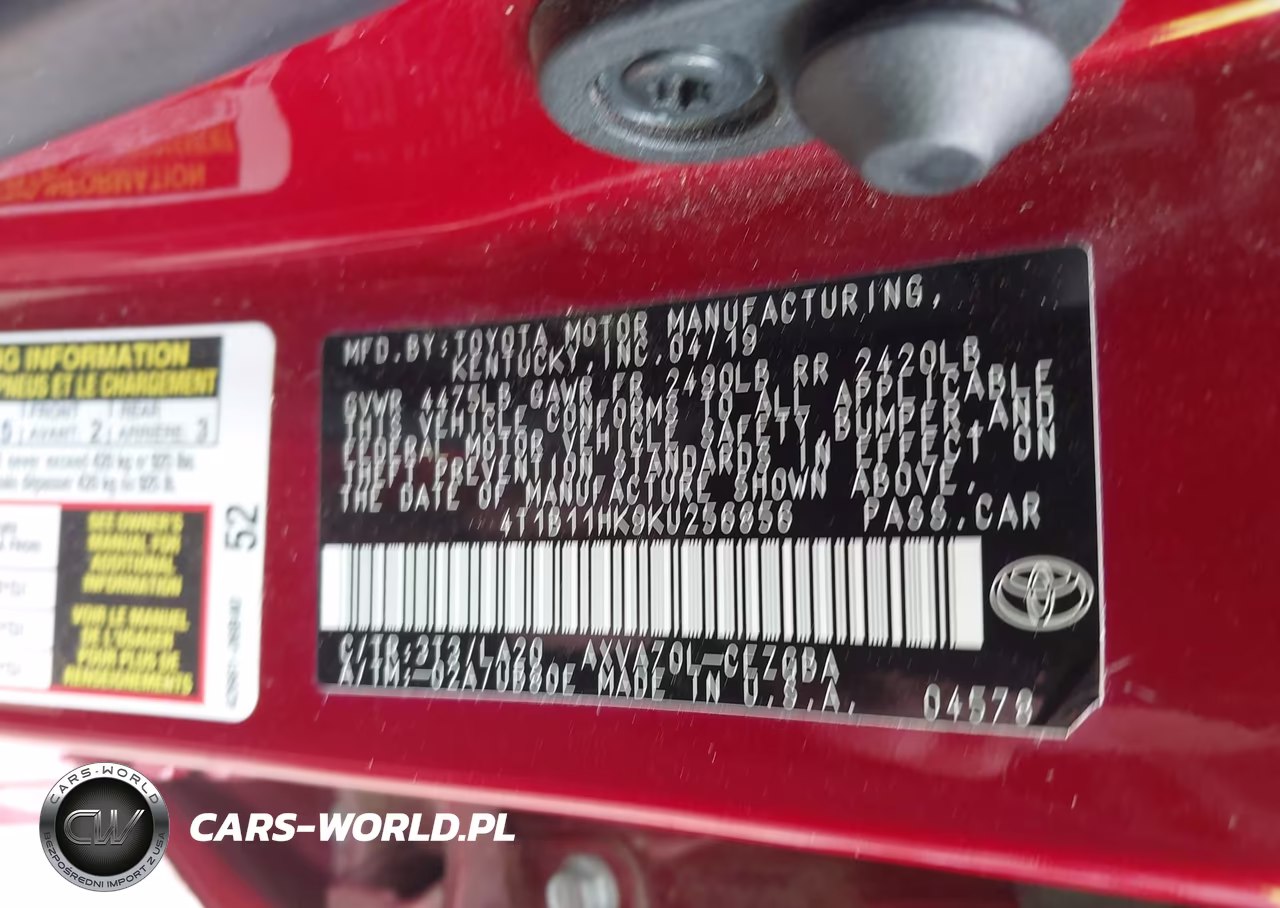 2019 Toyota Camry Xle VIN:4T1B11HK9KU256856 - 9