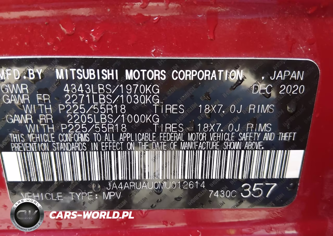 2021 Mitsubishi Outlander Sport 2.0 Be Awc-2.0 Es Awc-2.0 Le Awc-2.0 Se Awc VIN:JA4ARUAU0MU012614 - 9