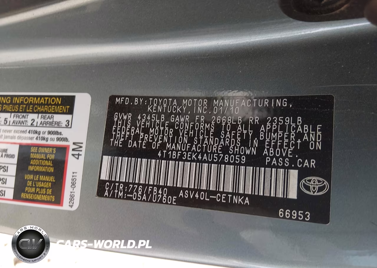 2010 Toyota Camry Le VIN:4T1BF3EK4AU578059 - 9
