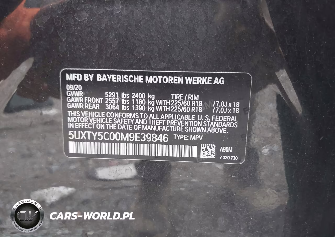 2021 BMW X3 xDrive30I VIN:5UXTY5C00M9E39846 - 9