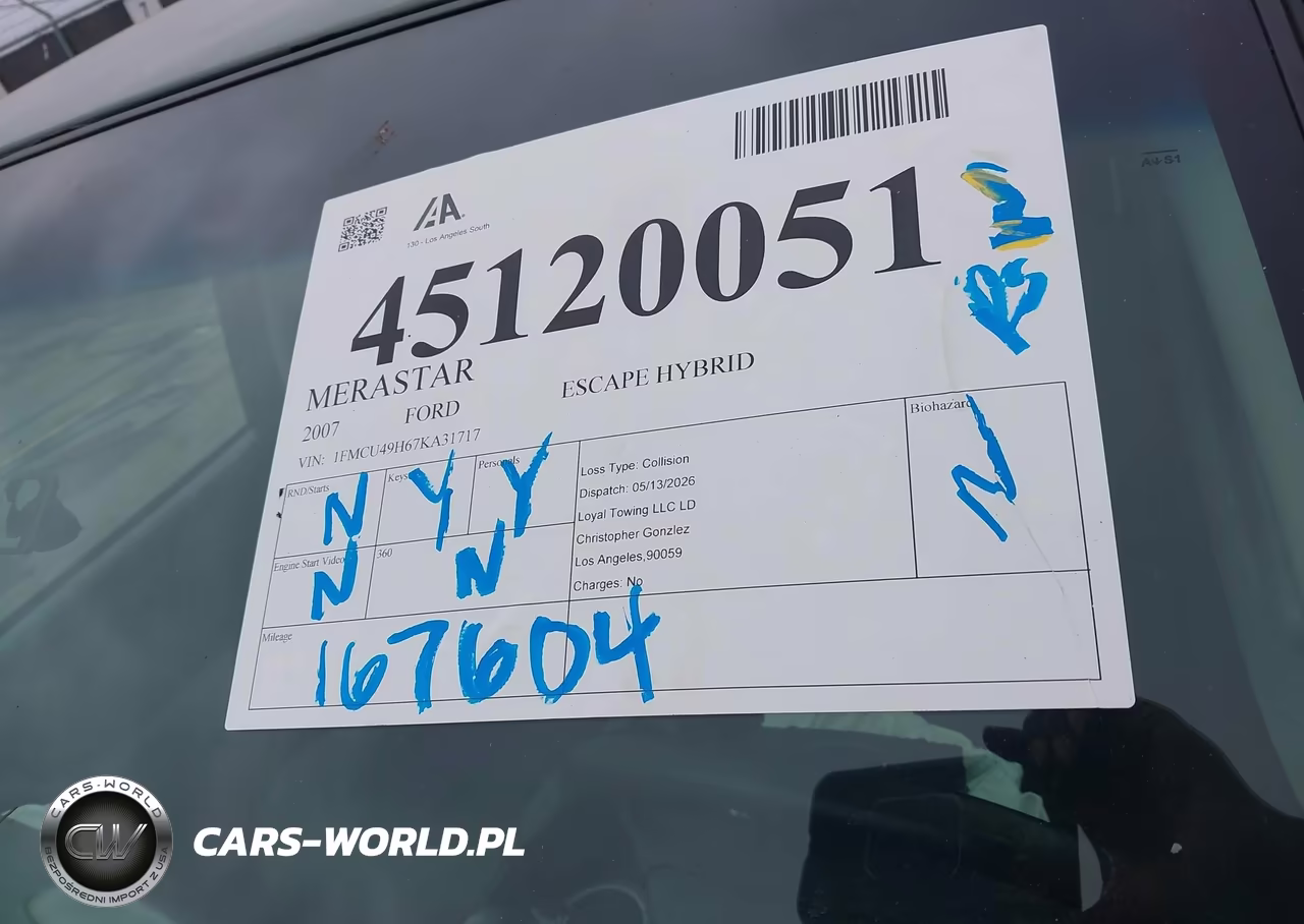 2007 FORD ESCAPE HYBRID VIN:1FMCU49H67KA31717 - 12