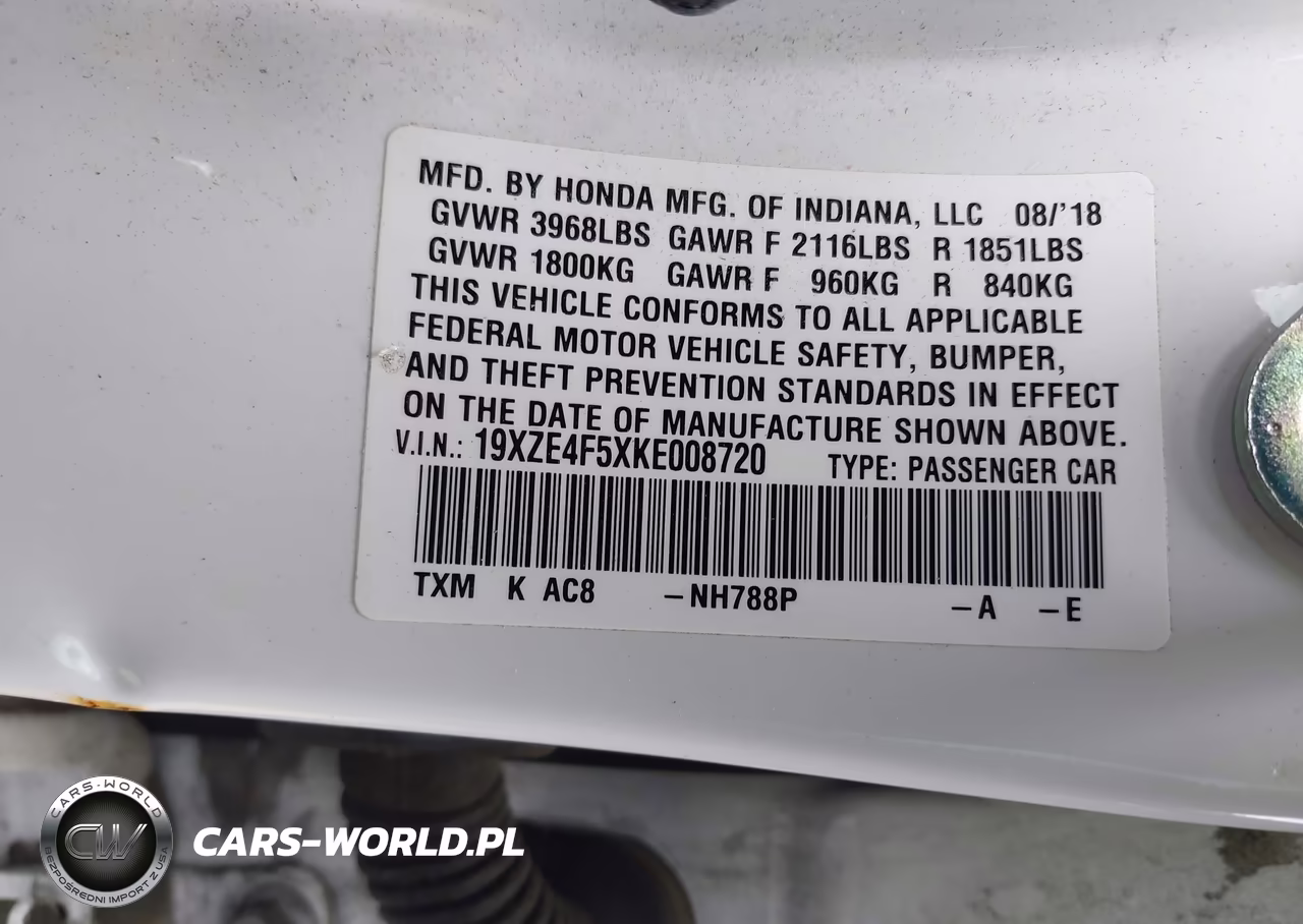2019 Honda Insight Ex VIN:19XZE4F5XKE008720 - 9