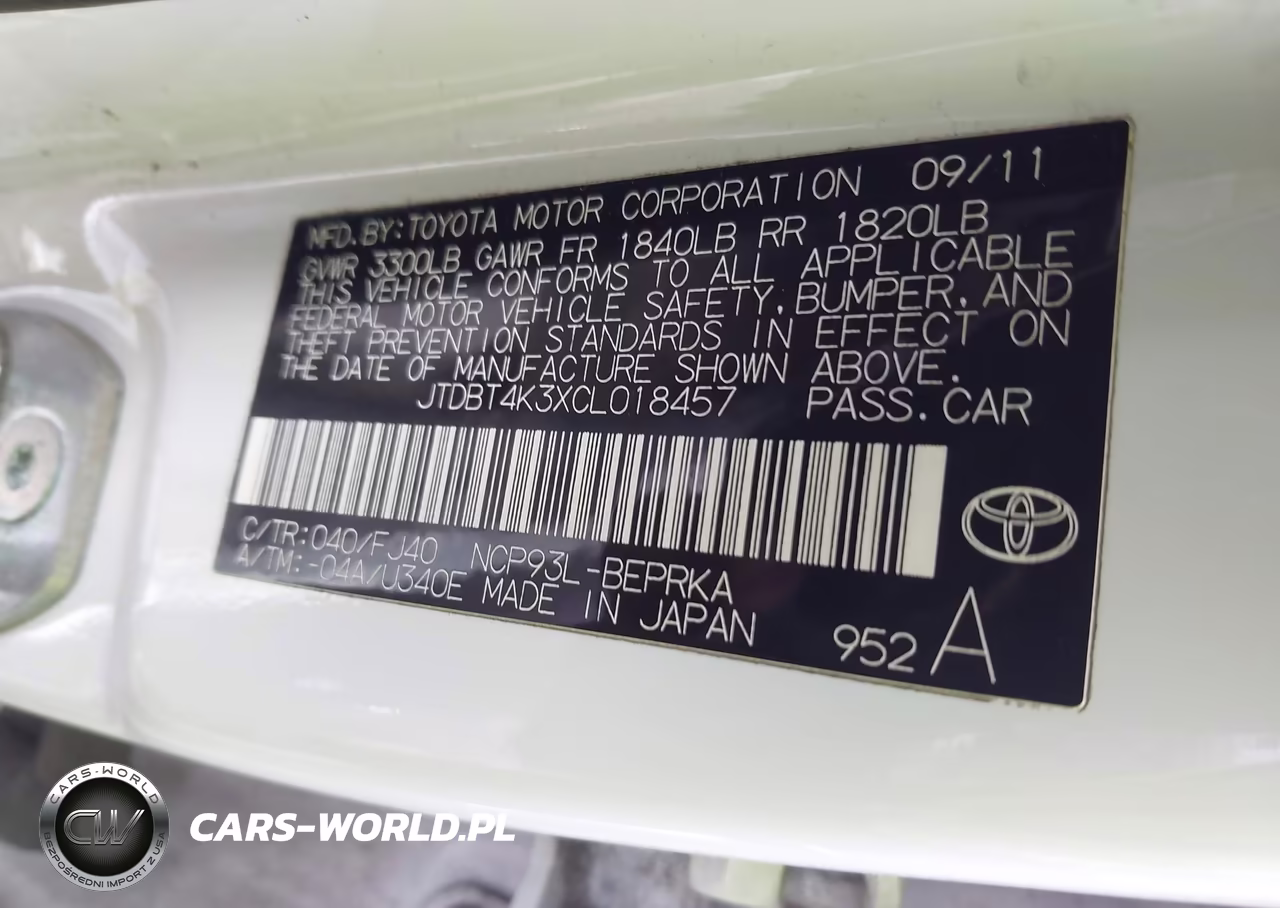 2012 Toyota Yaris VIN:JTDBT4K3XCL018457 - 9