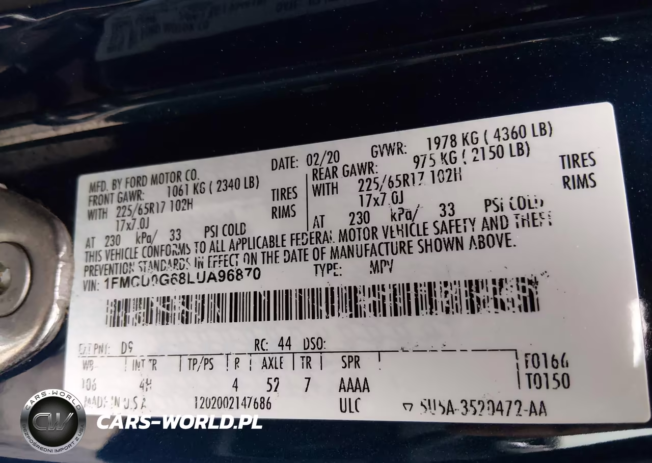 2020 Ford Escape Se VIN:1FMCU0G68LUA96870 - 9