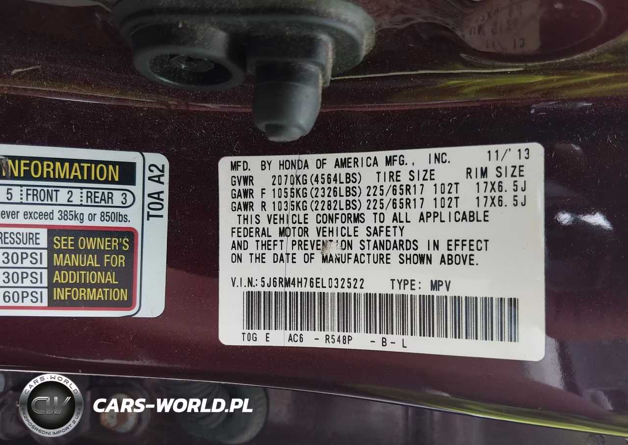 2014 Honda Cr-V Ex-L VIN:5J6RM4H76EL032522 - 9