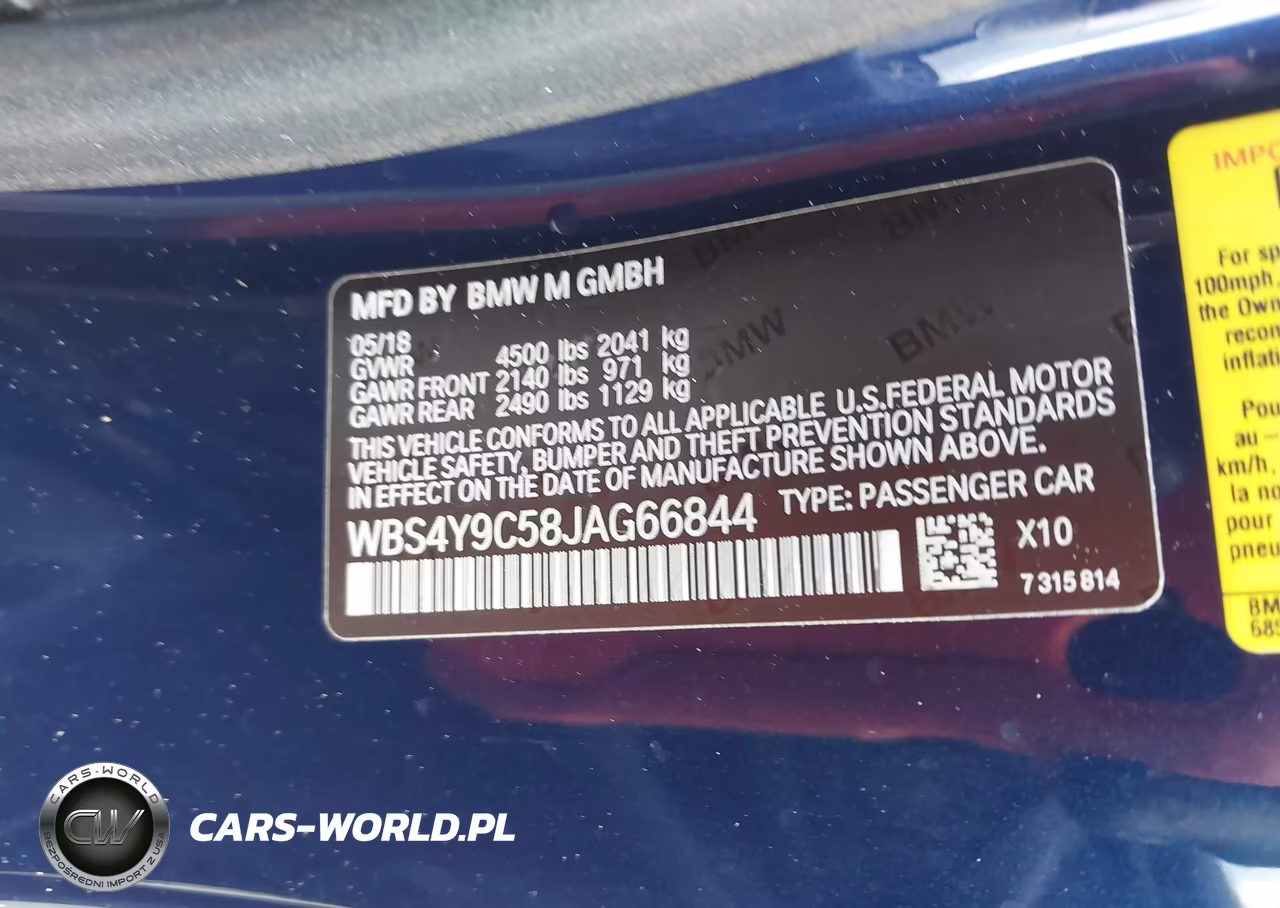 2018 BMW M4 VIN:WBS4Y9C58JAG66844 - 9