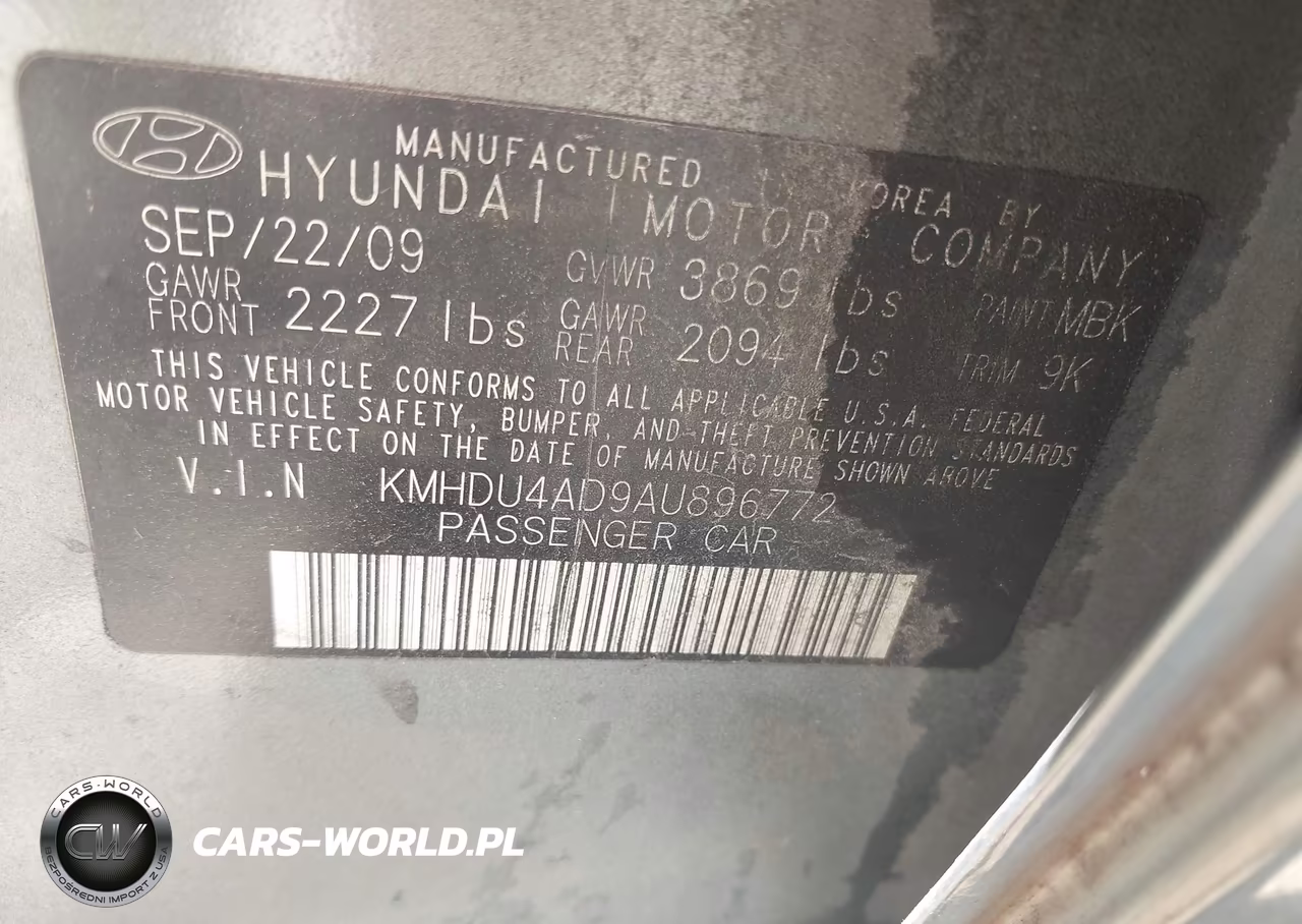 2010 Hyundai Elantra Gls VIN:KMHDU4AD9AU896772 - 9