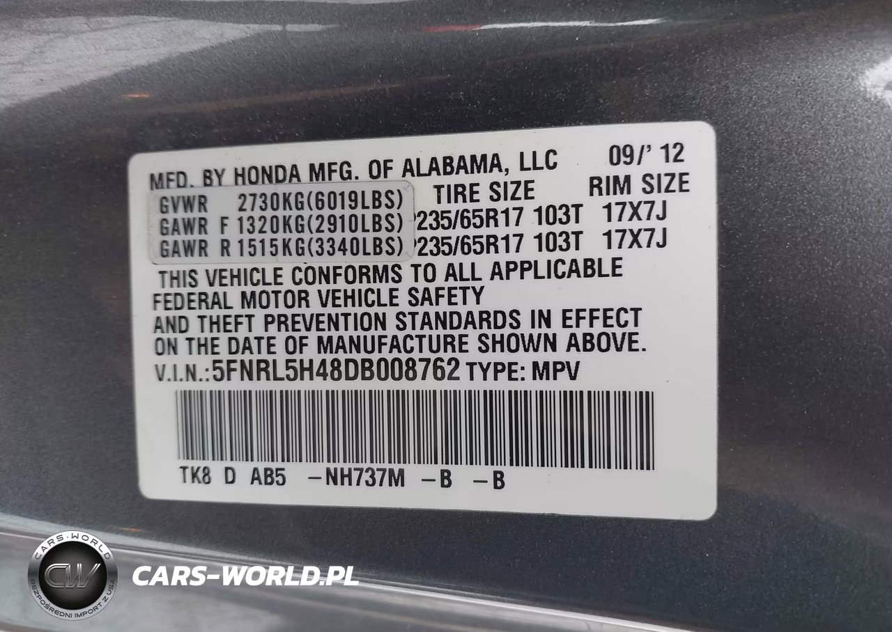 2013 Honda Odyssey Ex VIN:5FNRL5H48DB008762 - 9