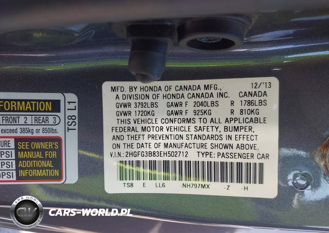 2014 Honda Civic Ex VIN:2HGFG3B83EH502712 - 9