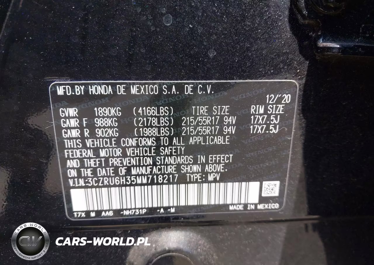 2021 Honda Hr-V Awd Lx VIN:3CZRU6H35MM718217 - 9