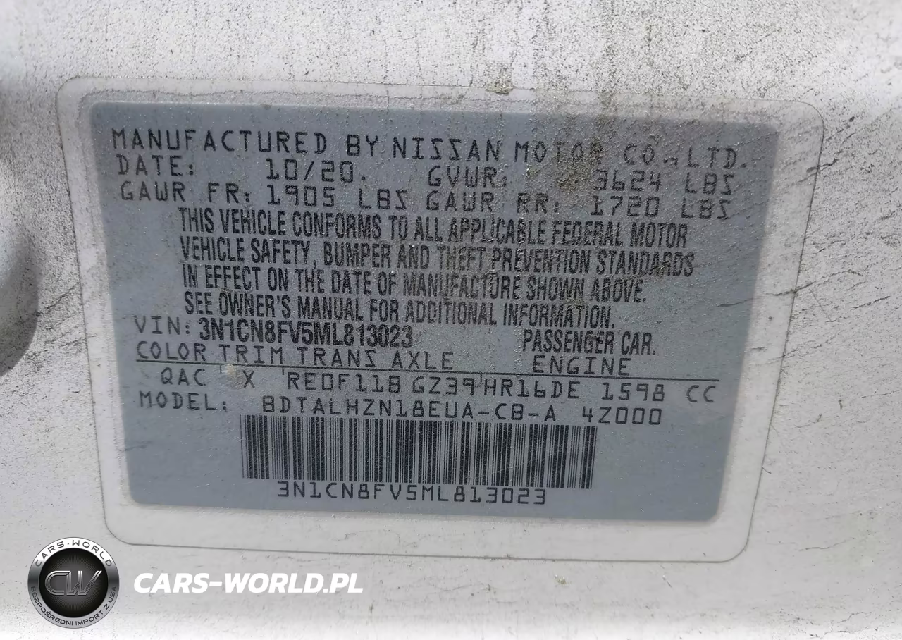 2021 Nissan Versa Sr Xtronic Cvt VIN:3N1CN8FV5ML813023 - 9