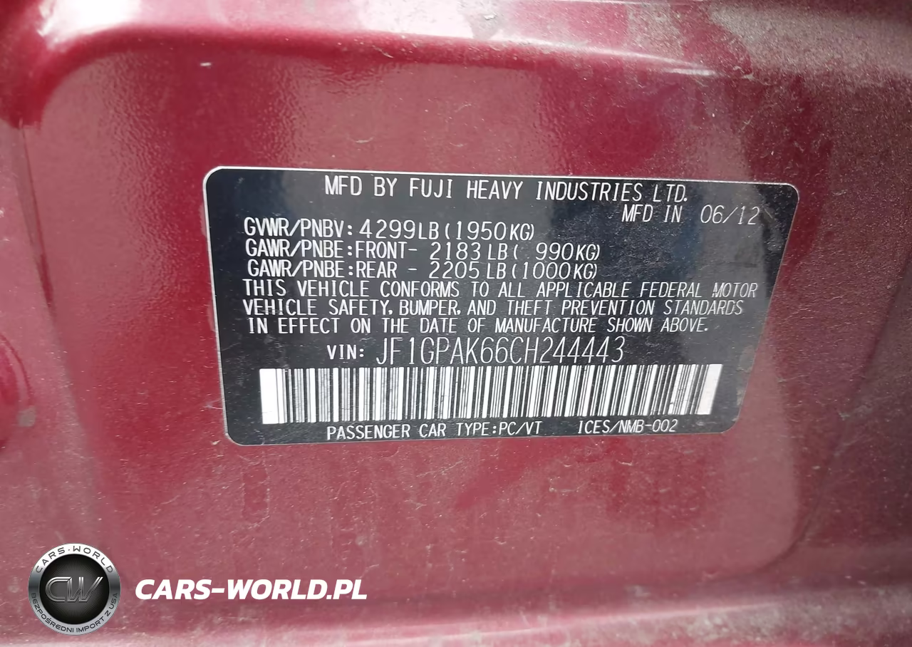 2012 Subaru Impreza 2.0I Limited VIN:JF1GPAK66CH244443 - 9