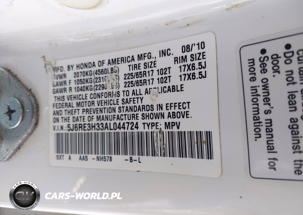 2010 Honda Cr-V Lx VIN:5J6RE3H33AL044724 - 9