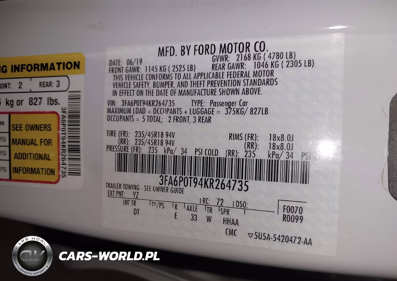2019 Ford Fusion Se VIN:3FA6P0T94KR264735 - 9