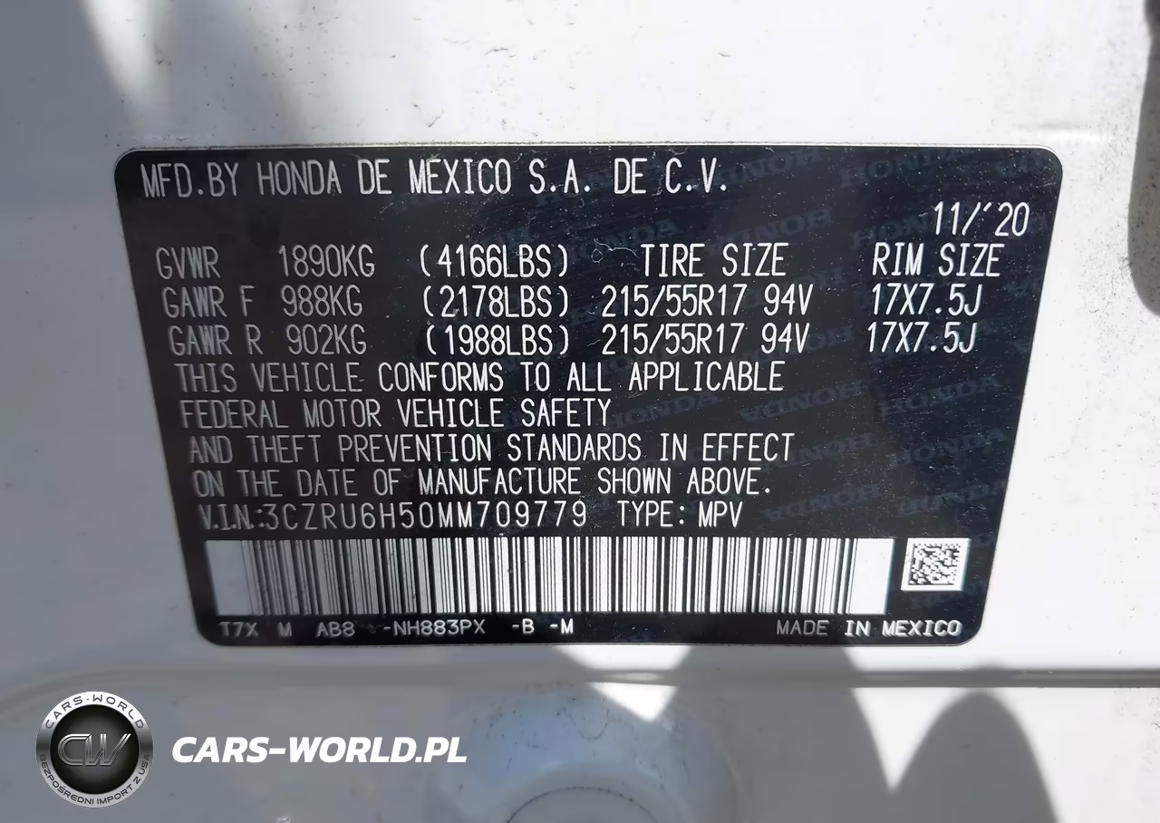 2021 Honda Hr-V Awd Ex VIN:3CZRU6H50MM709779 - 9