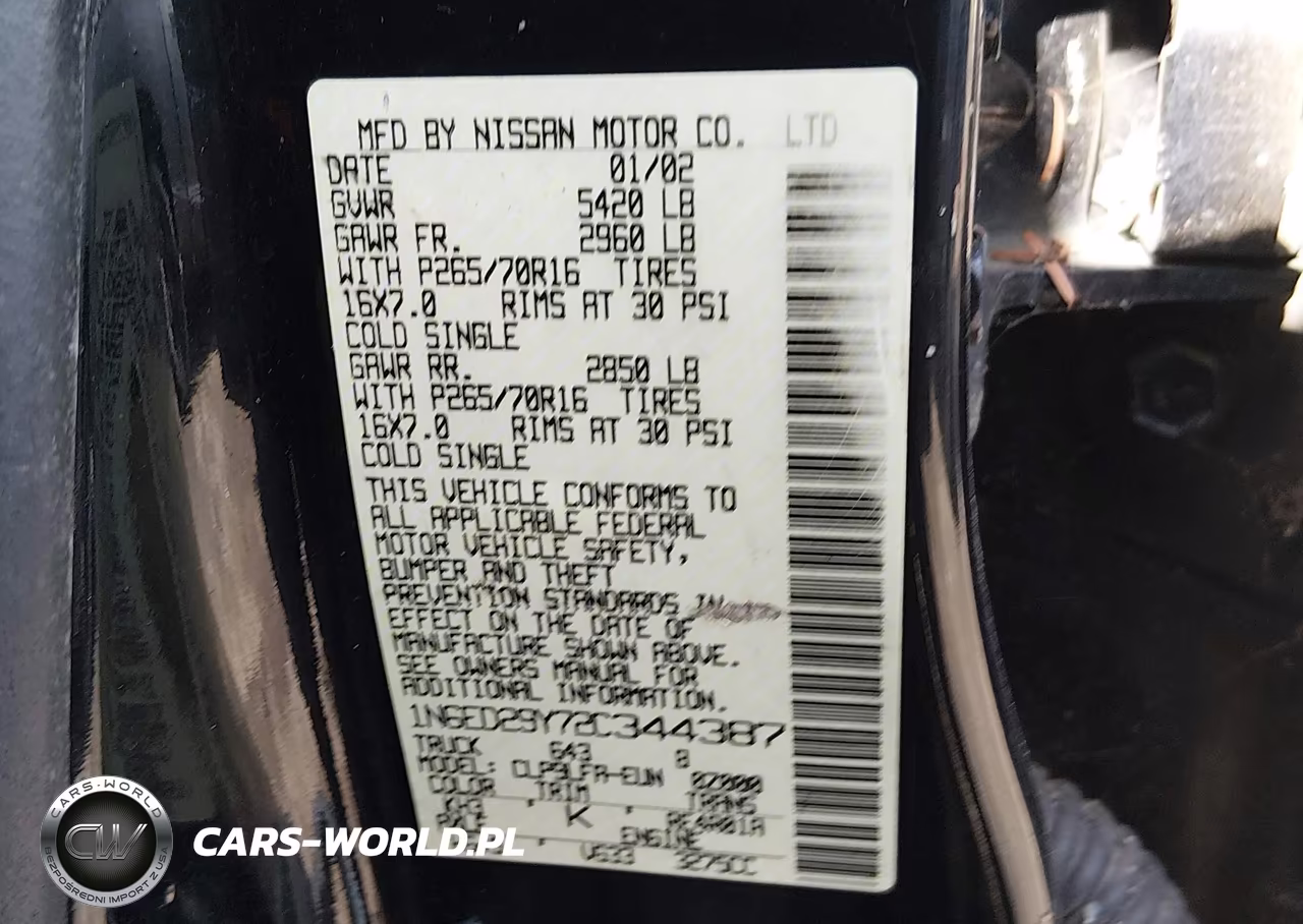 2002 Nissan Frontier Se-V6 VIN:1N6ED29Y72C344387 - 9