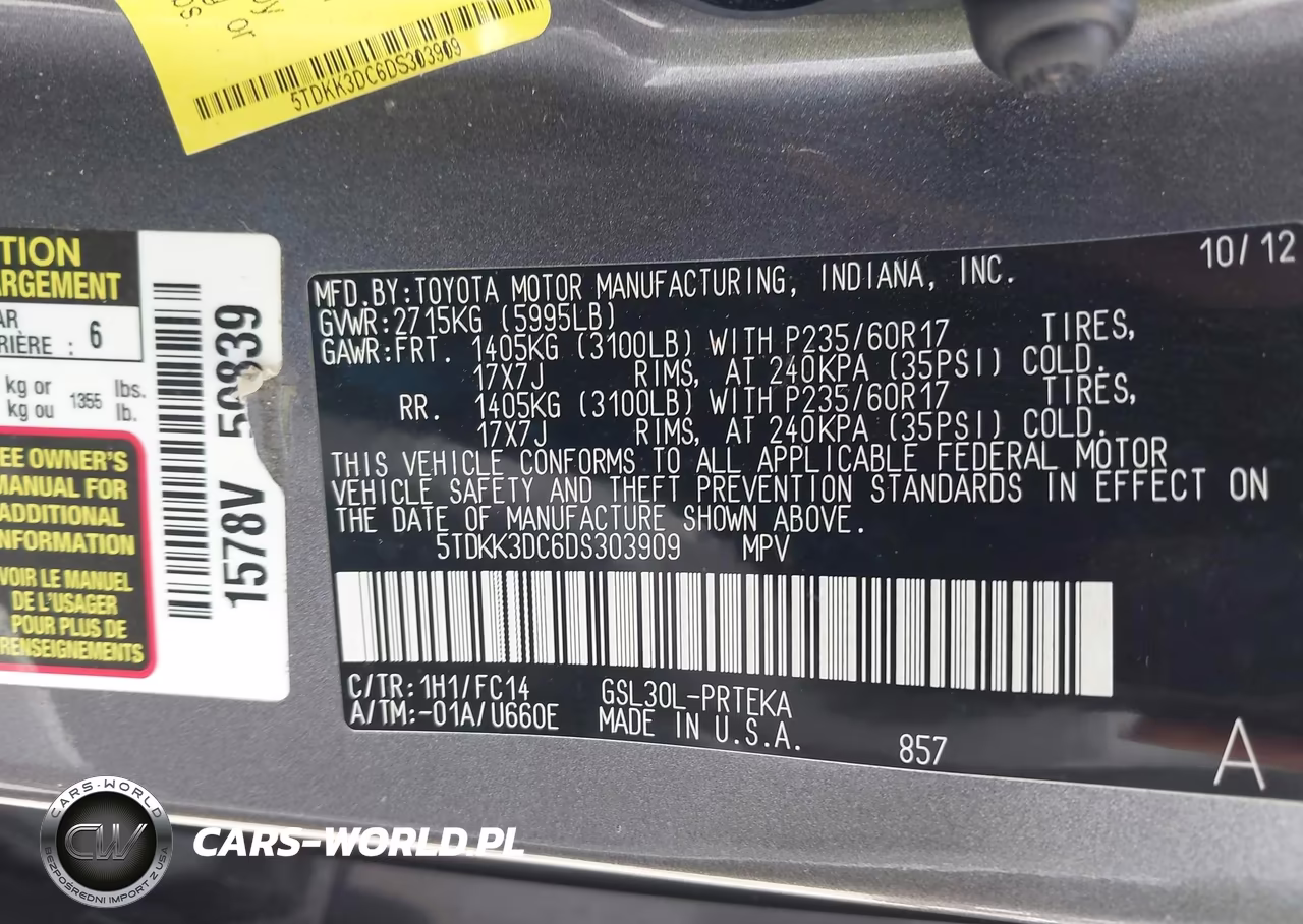 2013 Toyota Sienna Le V6 8 Passenger VIN:5TDKK3DC6DS303909 - 9