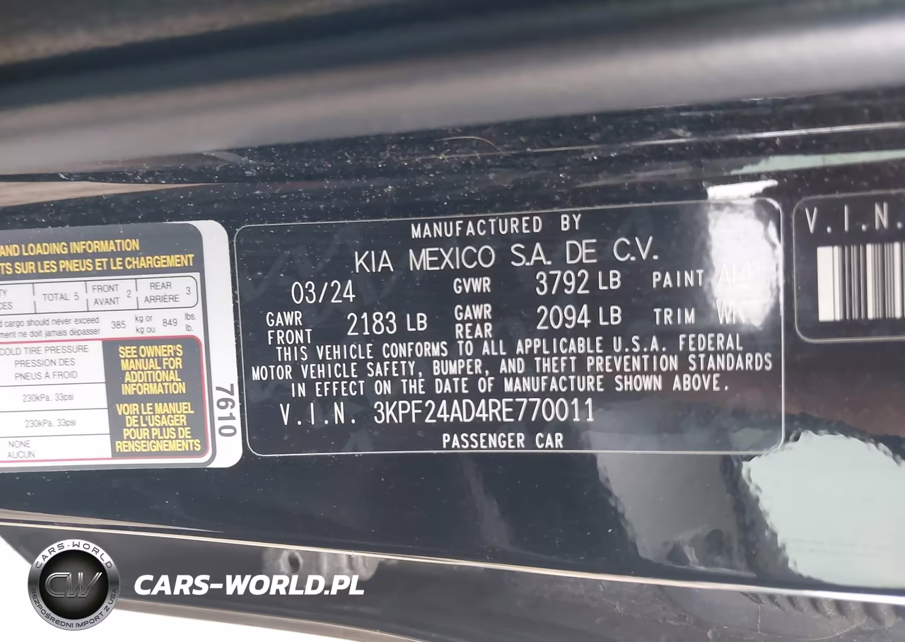 2024 Kia Forte Lxs VIN:3KPF24AD4RE770011 - 9