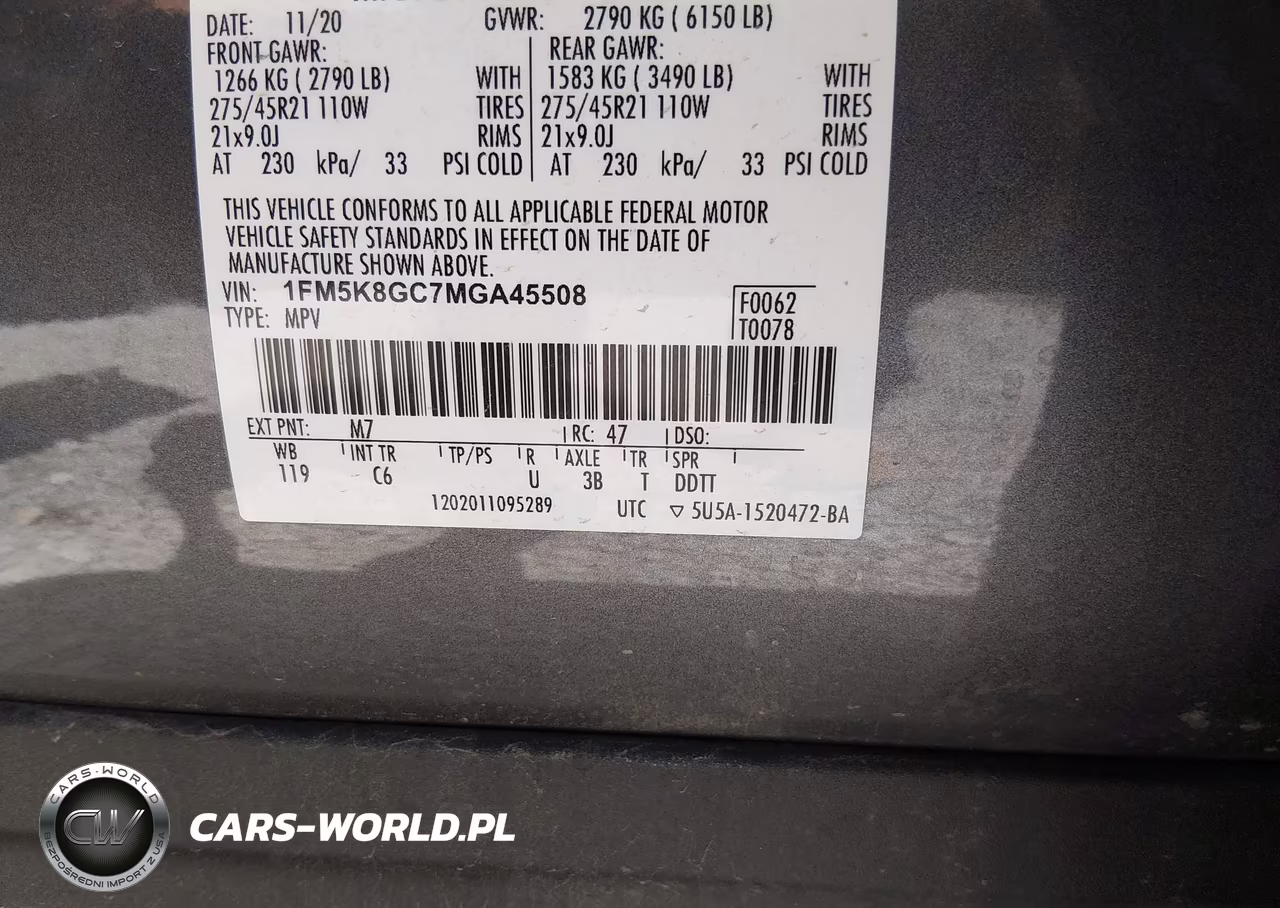 2021 Ford Explorer St VIN:1FM5K8GC7MGA45508 - 9