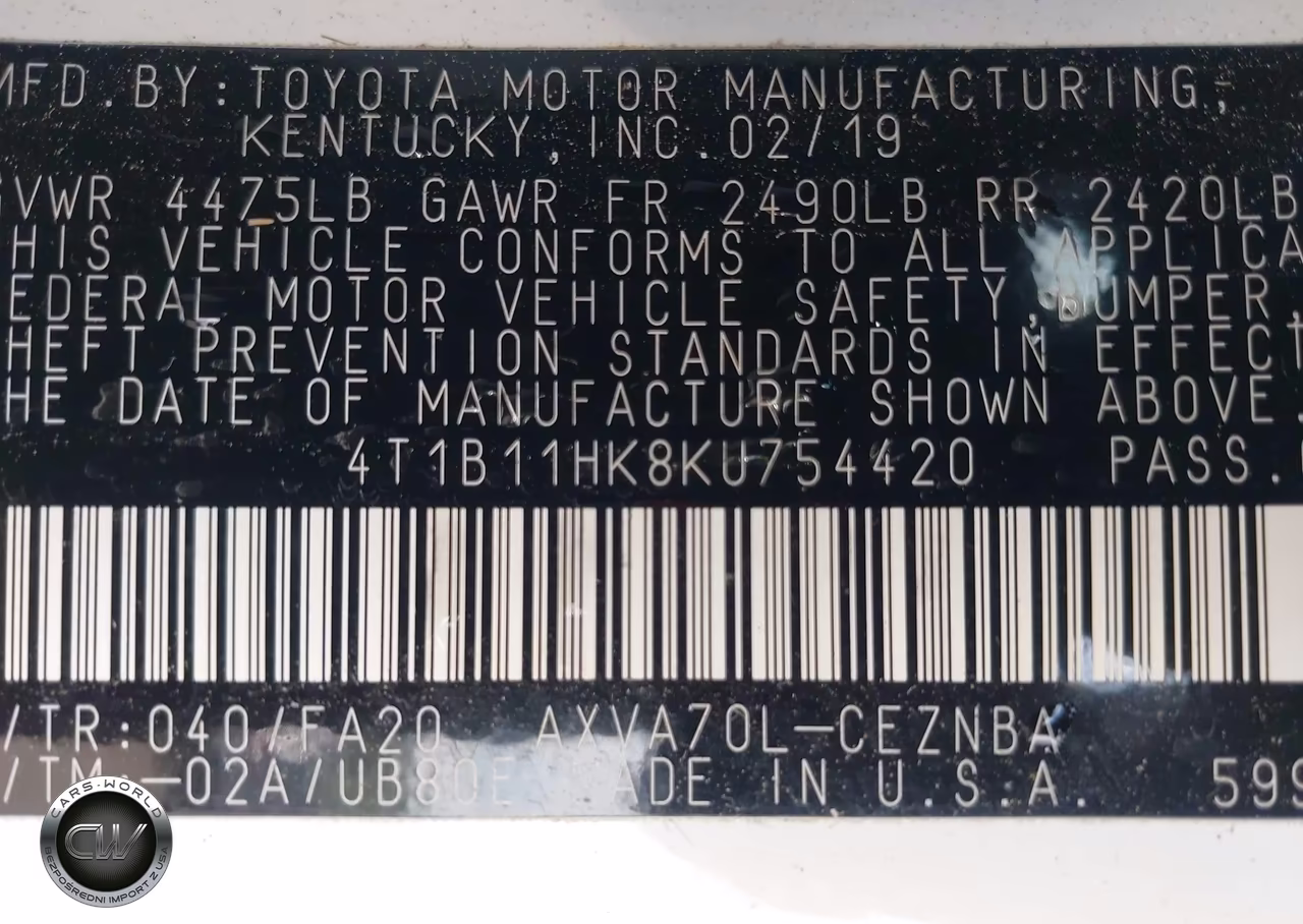 2019 Toyota Camry Le VIN:4T1B11HK8KU754420 - 9