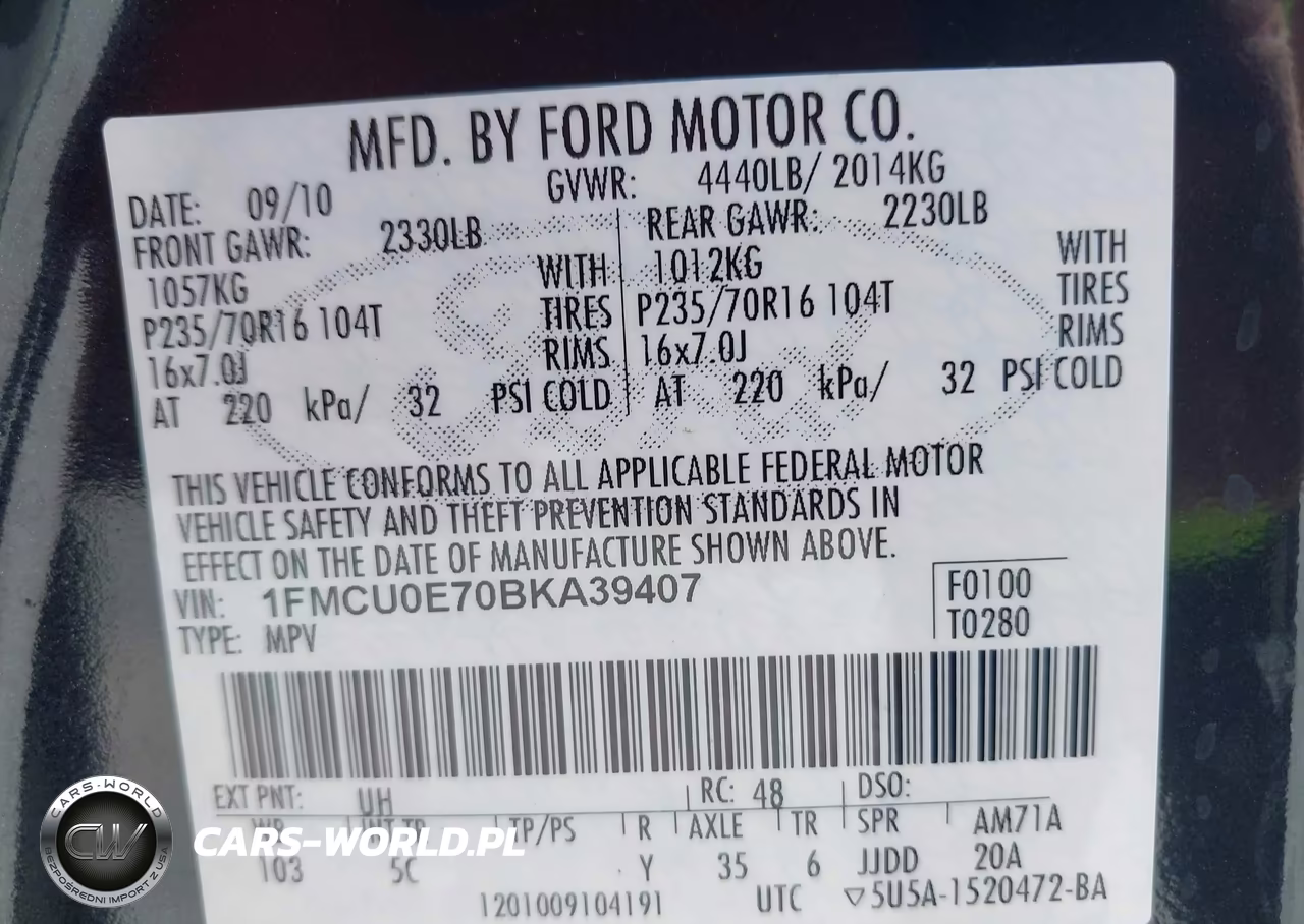 2011 Ford Escape Limited VIN:1FMCU0E70BKA39407 - 9