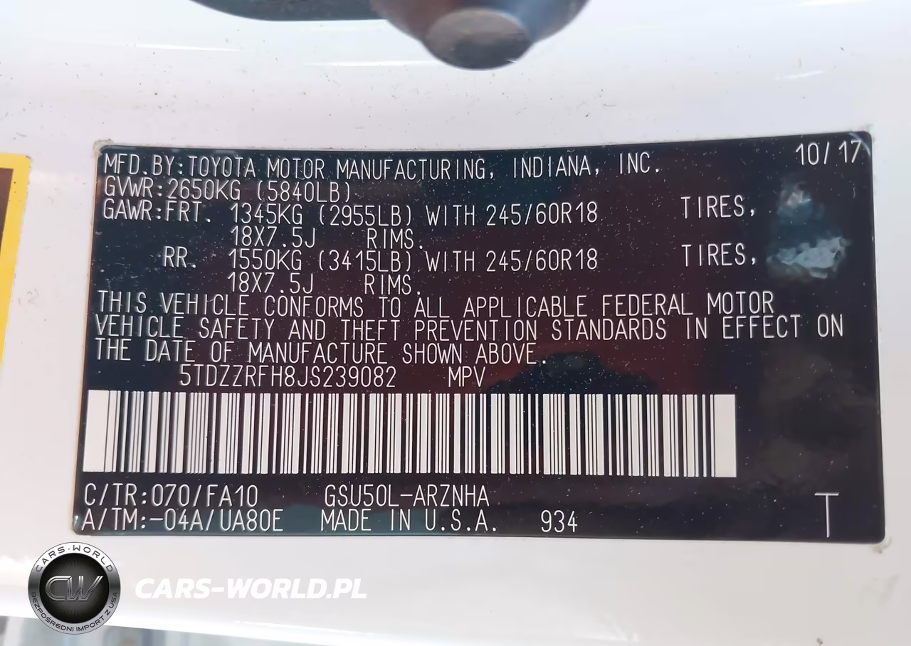 2018 Toyota Highlander Le Plus VIN:5TDZZRFH8JS239082 - 9