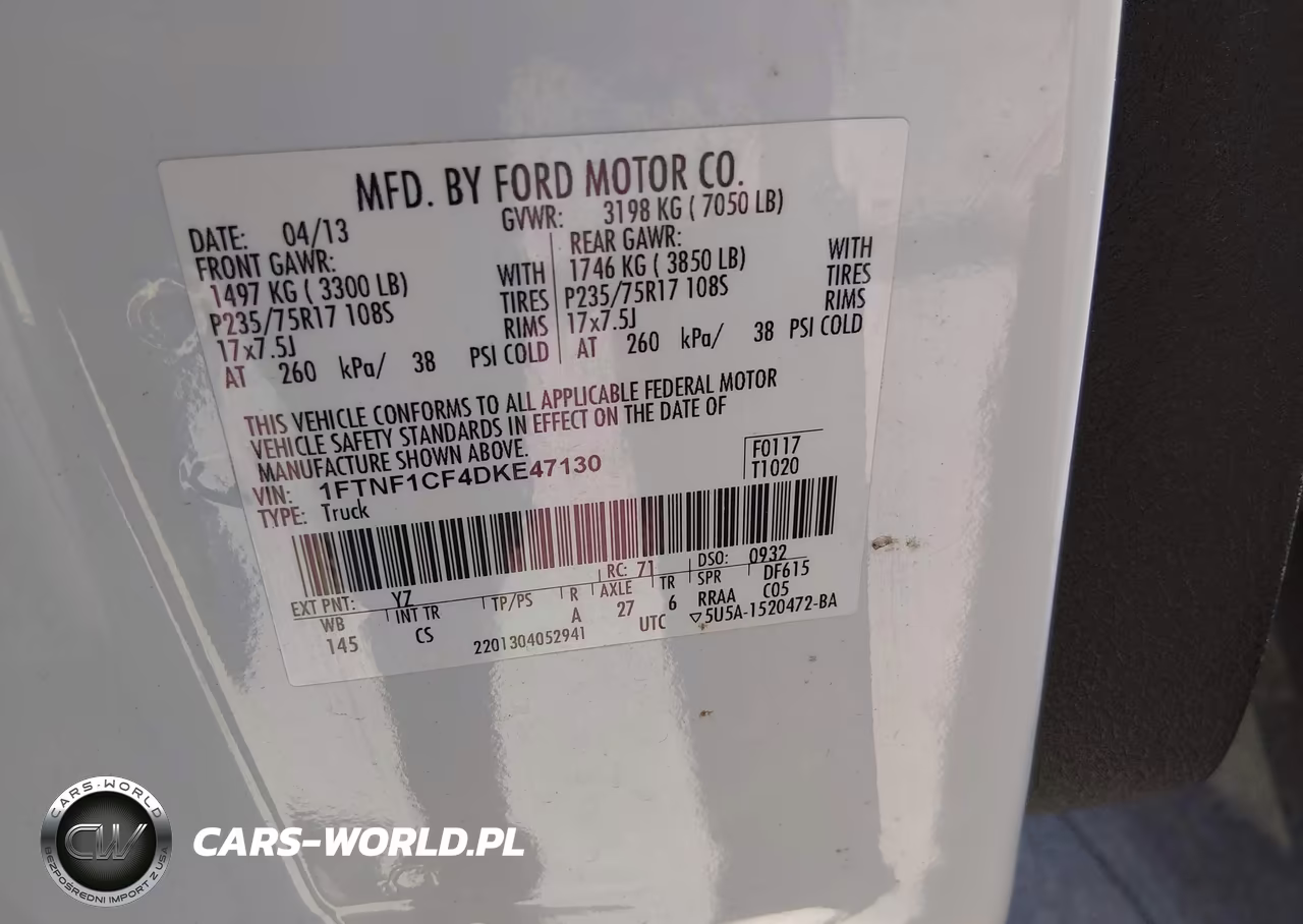 2013 Ford F-150 Xl VIN:1FTNF1CF4DKE47130 - 7