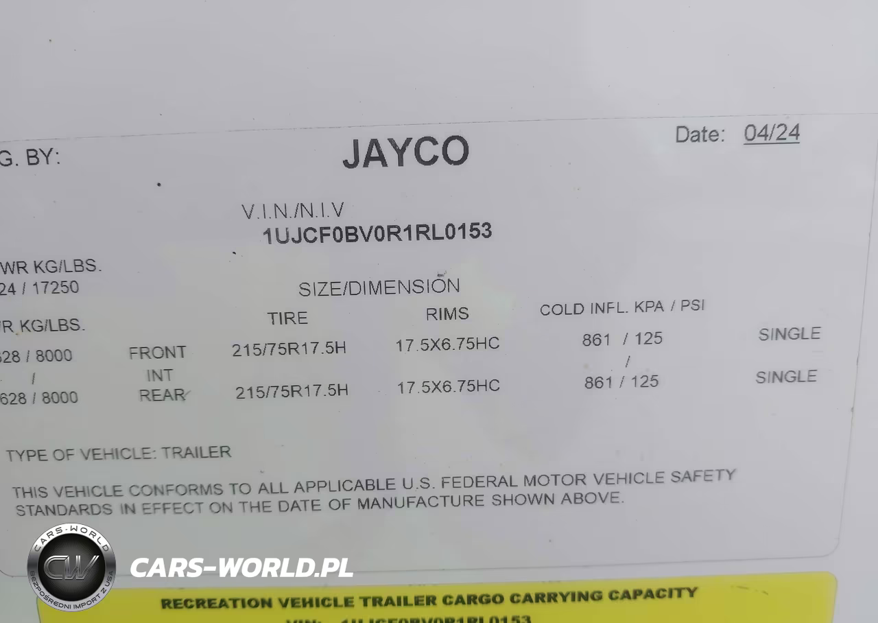 2024 Jayco Fifthe VIN:1UJCF0BV0R1RL0153 - 7