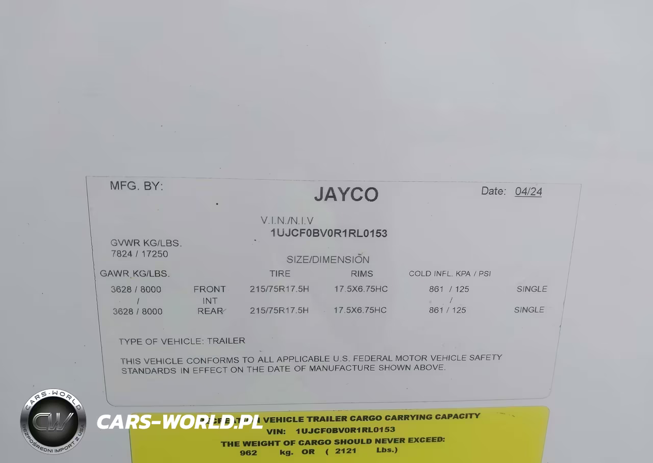 2024 Jayco Fifthe VIN:1UJCF0BV0R1RL0153 - 9