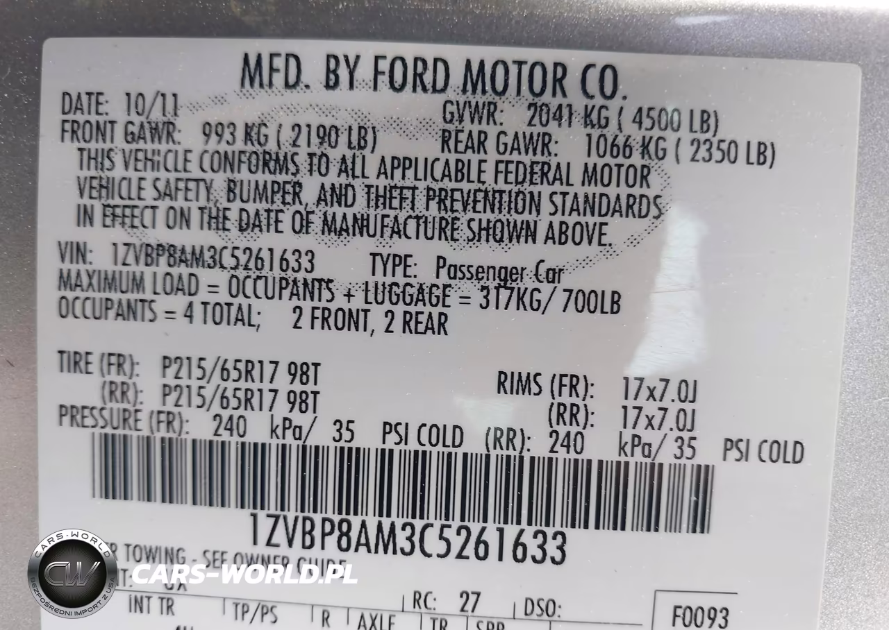 2012 Ford Mustang V6 Premium VIN:1ZVBP8AM3C5261633 - 9