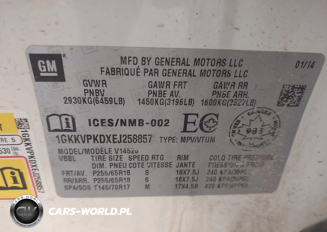 2014 GMC Acadia Sle-2 VIN:1GKKVPKDXEJ258857 - 9