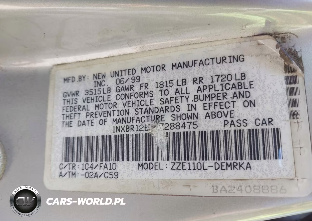 1999 Toyota Corolla Ve VIN:1NXBR12EXXZ288475 - 9