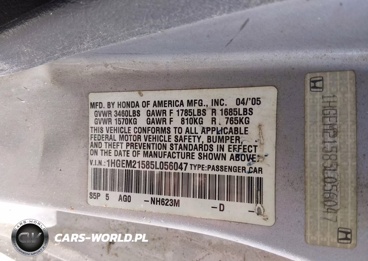 2005 Honda Civic Lx VIN:1HGEM21585L056047 - 9