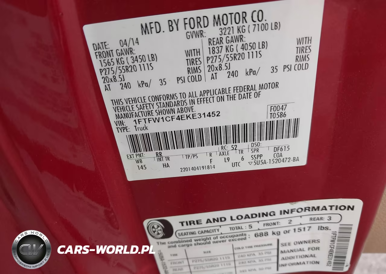 2014 Ford F-150 Lariat VIN:1FTFW1CF4EKE31452 - 9